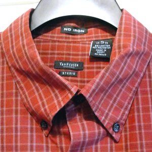 Van Heusen LS XL No Iron Studio Dark Orange Orange White